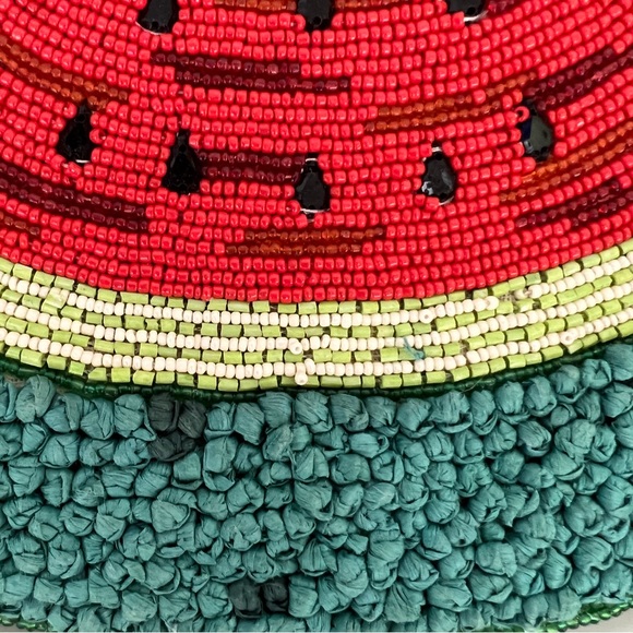 ANTHROPOLOGIE Tasseled Watermelon Beaded Clutch - Picture 5 of 11